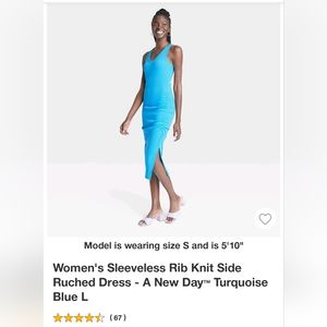 Women's Sleeveless Rib Knit Ruched Dress